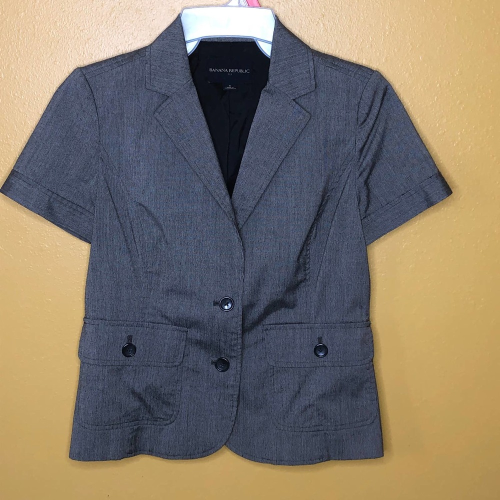 Banana Republic Blazer Gray Short Sleeve Jacket, 4